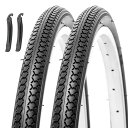 2本 26×1 3/8 自転車 タイヤ: 26インチ 37-590 軽快車 耐摩耗 街乗り通勤 アーバンバイク、ママチャリ対応 - 折りたたみ式 交換用タイヤ - ブラック