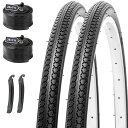 2本セット 26×1 3/8 自転車 タイヤ: 26インチ 37-590 軽快車 耐摩耗 街乗り通勤 アーバンバイク、ママチャリ対応 - 折りたたみ式 交換用+32mm米式チューブ+タイヤレバー - ブラック