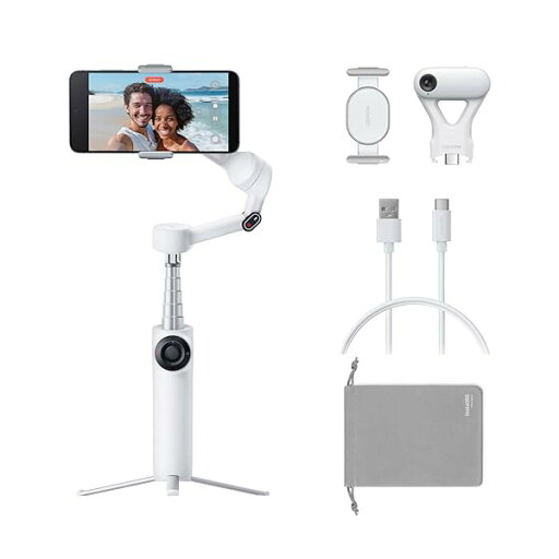 Flow 2 AIトラッカーキット ホワイト - 折りたたみ式スマホジンバル、あらゆるアプリでAIトラッキング、複数人トラッキング、内蔵三脚/自撮り棒、リモコン、iPhone/Android対応スタビライザー、旅行&Vlog用 Flow 2 AIトラッカーキット ホワイト - 折りたたみ式スマホジンバル、あらゆるアプリでAIトラッキング、複数人トラッキング、内蔵三脚/自撮り棒、リモコン、iPhone/Android対応スタビライザー、旅行&Vlog用