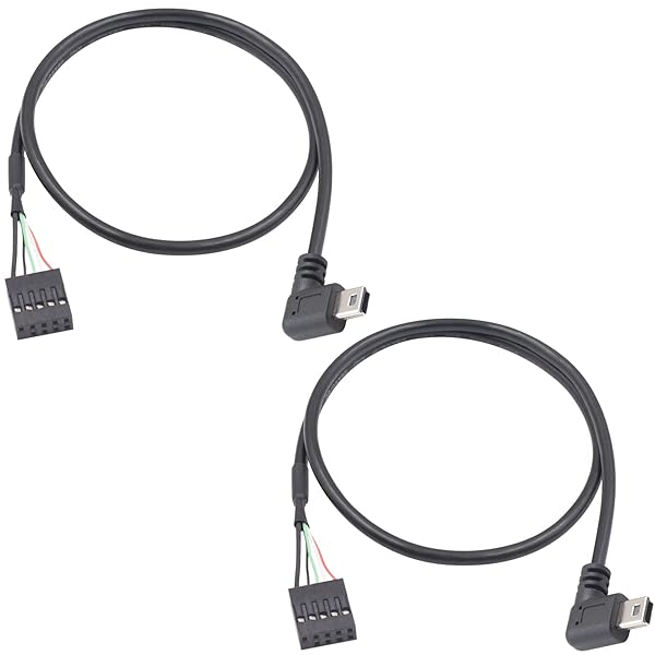 Mini USB 9ピンマザーボードケーブル、L字型USBヘッダーからミニUSB、90度Mini USB左向きミニUSBオスから9ピンマザーボードメスアダプタデュポン延長ケーブル 1.65フィート/50cm