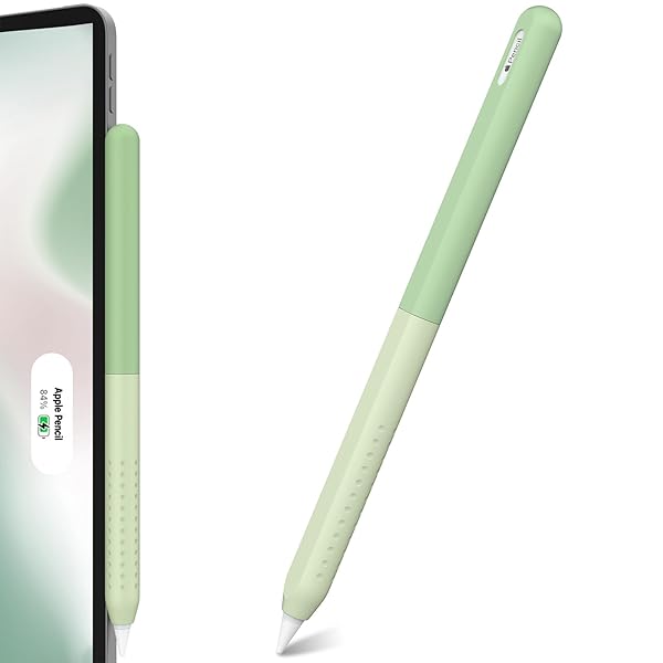 グラデーションApple Pencil 第2世代 カバーシリコン保護ケースかわいいデザイン【ダブルタップとワイヤレス充電に対応】 (Apple Pencil 第2世代, グラデーショングリーン)