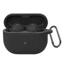 For Jabra Elite 10 ケース 紛失防止用のフックを搭載した 軽量 キズ防止 防塵 傷つきにくい 柔らかなシリカゲルのスポーツクールなデザイン 衝撃 吸収 スリム ソフト ケースカバー 落下防止保護(ブラック)