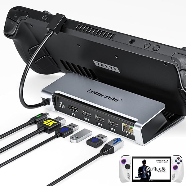 ドッキングステーション Steam Deckドック Rog ally Switch TV USB-C ドック6-IN-1 USB-C ハブ4K HDMI USBポート*3 PD100W充電 1000MbpsイーサネットSwitch/iPadなど用 過