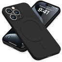 iPhone15 ProMax ケース MagSafe対応 シリコン アイフォン15ProMax スマホケース カバー 耐衝撃 レンズ保護 マグネット搭載 車載ホルダー ワイヤレス充電対応 ストラップホール付き オシャレ 指紋防止 薄型 (ブラック)