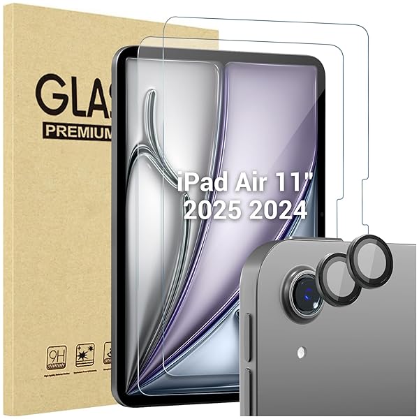 iPad Air 11 (M2)フィルム 2枚 レンズ保護 2枚 11インチ 2024 全面吸着タイプ 耐衝撃 クリア強化ガラス 貼る工具付き