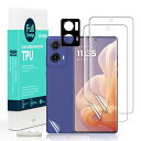 Motorola Moto G85 5G(6.67 インチ)TPUフィルム 2 枚ハイドロゲルフィルム ガイド枠付き レンズカバー(1枚) 背面シート(1枚) 優れている弾力性と柔軟性TPU素材保護シート 【全面吸着】【気泡ゼロ】【指紋認証対応 超簡