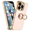 iPhone 16 Pro ケース リング 耐衝撃 いphone16Pro リング付き スマホケース TPU 車載ホルダー ストラップホール付き メッキ加工 カバー ピンク