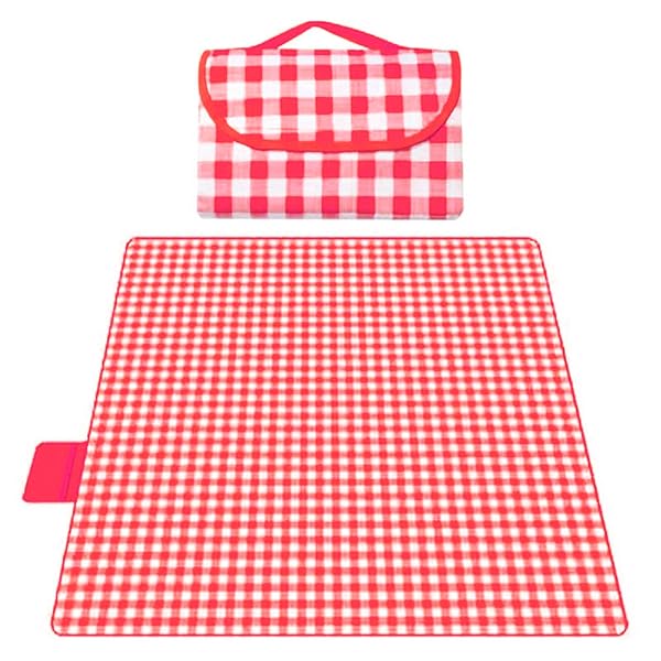 レジャーシート ピクニックシート 2～8人用 レジャーマット テーブルクロス 防水シート ピクニックマット 折りたたみ アウトドア シート 携帯便利 省スペース 黄色のチェック柄 (紅, 200*200cm)