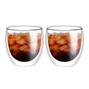 ダブルウォール グラス 二重構造 耐熱 カップ 保温 保冷 タンブラー 取っ手付 2個セット (250ml)