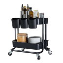 キッチンワゴン キャスター付き 2段 小物収納 コーナーラック 耐荷重40kg キッチンカート スチール+ABS 台所収納 収納ラック 棚 バスケット ブラック