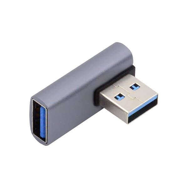 USB 3.0 Type A オス - メス 延長 電源 データ ビデオアダプター ロープロファイル 左角度 10Gbps データ 5V 電源