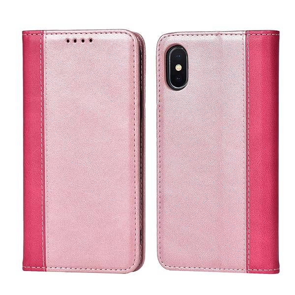 iPhone XS ケース iphone x ケース iphoneXスマホケース 手帳型 耐衝撃 カバー マグネット カード収納(アイフォンX/あいふぉんXS/いphone10/アイホン10s 5.8インチ対応)-ローズゴールド+ローズ