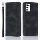 ZTE Libero 5G III ケース A202ZT ケース 手帳型 ストラップ docomo libero5g3 スマホケース au 耐衝撃 リベロ5g 3世代 カバー SoftBank カード収納 スタンド機能 レザー スエードの質感-ブラッ