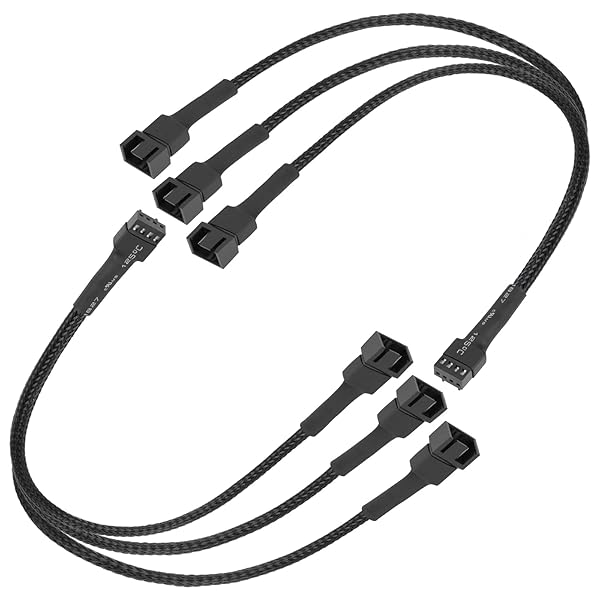upHere PWMファン用延長電源ケーブル 3分岐ケーブル 2本3ピンと1本4ピンファン対応 PCケースファン増設用 Y字型 2本【FH3-2】…