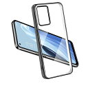 OPPO Reno9 A/OPPO Reno7 A ケース クリア TPU 透明 耐衝撃 薄型 軽量 スマホケース メッキ加工 ストラップホール付き 人気 衝撃吸収 OPG04 傷つき防止 (ブラック)