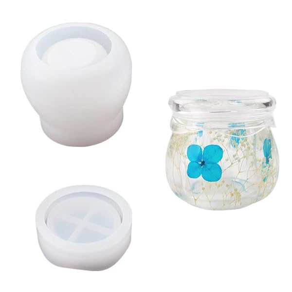 シリコンモールド 蓋付き 瓶 小物入れ 収納ケース ジャー 小物入れ シリコン型 レジン型 抜き型 DIY 手作り 手芸