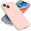 iPhone14 Plus ケース MagSafe対応 シリコン アイフォン14Plus スマホケース カバー 耐衝撃 レンズ保護 マグネット搭載 車載ホルダー ワイヤレス充電対応 ストラップホール付き オシャレ 指紋防止 薄型 (ピンク)
