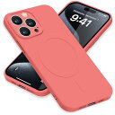 iPhone15 Pro ケース MagSafe対応 シリコン アイフォン15Pro スマホケース カバー 耐衝撃 レンズ保護 マグネット搭載 車載ホルダー ワイヤレス充電対応 ストラップホール付き オシャレ 指紋防止 薄型 (レッド)