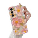 Galaxy S24 ケース ギャラクシーS24 ケース SC-51E SCG26 TPU カバー ウェーブ おしゃれ 韓国 可愛い 花柄 薄型 軽量 耐衝撃 スマホケース ワイヤレス充電対応 ストラップホール付き- グリーン