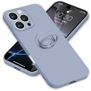 iPhone16 ProMax ケース リング付き シリコン アイフォン16ProMax スマホケース スタンド機能 カバー 耐衝撃 レンズ保護 360°回転 車載ホルダー ストラップホール付き 滑り止め 指紋防止 薄型 (グレー)