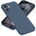 iPhone16 ケース MagSafe対応 シリコン アイフォン16 スマホケース カバー 耐衝撃 レンズ保護 マグネット搭載 車載ホルダー ワイヤレス充電対応 ストラップホール付き オシャレ 指紋防止 薄型 (ブルー)