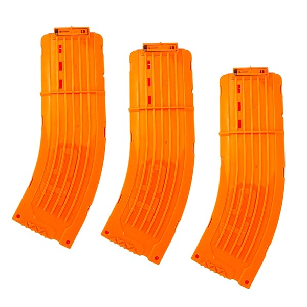 ナーフエリート対応 15連交換用バナナ型マガジン クイックリロードクリップ(オレンジ・3個セット)