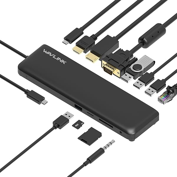 USB-C ドッキングステーション 12-in-1ハブ 4K HDMI プルディスプレイType-Cアダプター、ディスプレイポートとVGA、100W PD3.0充電（PCの場合は85W）、イーサネット、MicroSDおよびSDカードリーダー、3.5m