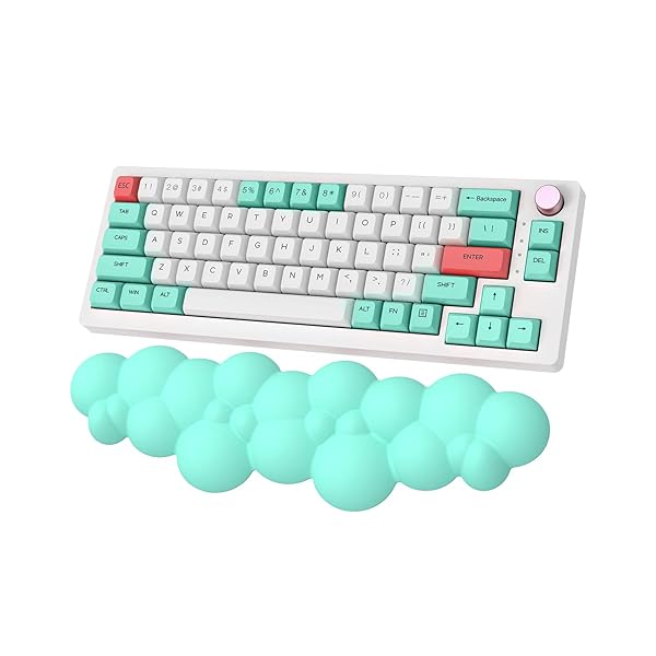 xMAMBASNAKE リストレスト クッション キーボード用 曇形 マウスパッド 一体型マウスパッド 人間工学 手首クッション 滑り止め 水洗い 耐久性良い 手首疲労軽減 ゲーム 低反発リストレス 仕事用 おしゃれ -グリーン…