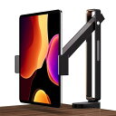 タブレットスタンド アーム 卓上用 横/縱向き 360°回転式 安定 クランプ式 スマホスタンド タッチペン収納 5.5~13インチのタブレットに対応 (ブラック)(2)