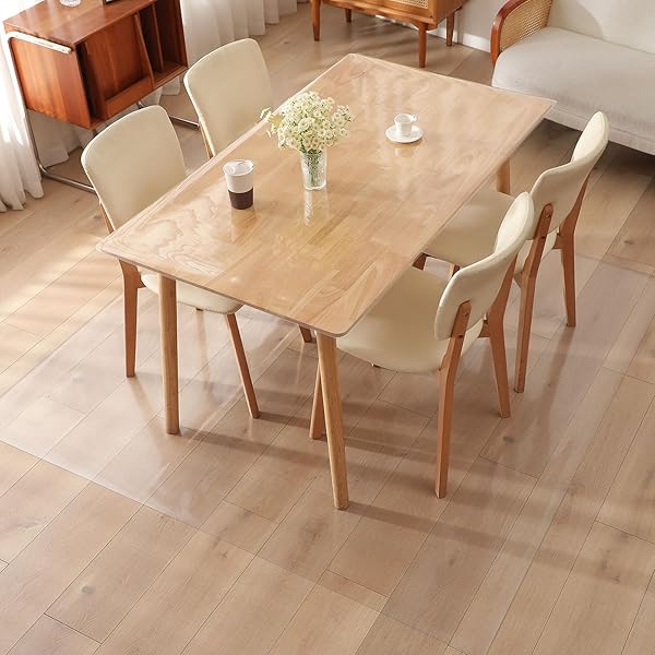 ダイニングマット 透明 エンボス加工 200x260cm 厚さ1.5mm 特大サイズ PVC 床保護マット クリア 撥水 ダイニングテーブル 下に敷くマット 超大判 床 保護シート 汚れ防止 お手入れ簡単 床暖房対応 滑り止め (厚さ1.5mm, 2