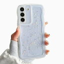 Galaxy S21 ケース クリア TPU カバー ウェーブ おしゃれ 韓国 可愛い ウェーブ グリッター 透明 薄型 軽量 耐衝撃 滑り止め (SC-51B / SCG09) スマホケース ワイヤレス充電対応 ストラップホール付き ギャラクシーS