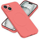iPhone15 ケース MagSafe対応 シリコン アイフォン15 スマホケース カバー 耐衝撃 レンズ保護 マグネット搭載 車載ホルダー ワイヤレス充電対応 ストラップホール付き オシャレ 指紋防止 薄型 (レッド)