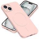 iPhone15 Plus ケース MagSafe対応 シリコン アイフォン15Plus スマホケース カバー 耐衝撃 レンズ保護 マグネット搭載 車載ホルダー ワイヤレス充電対応 ストラップホール付き オシャレ 指紋防止 薄型 (ピンク)