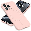 iPhone15 Pro ケース MagSafe対応 シリコン アイフォン15Pro スマホケース カバー 耐衝撃 レンズ保護 マグネット搭載 車載ホルダー ワイヤレス充電対応 ストラップホール付き オシャレ 指紋防止 薄型 (ピンク)