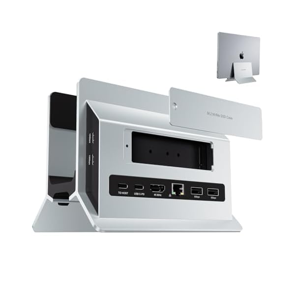 11 in 1 USB C ドッキングステーション Macbook Pro/Air用 縦置き Type-C スタンドとドック 一体型 拡張ドッキング 1*HDMI 4K@60Hz +1*SSDスロット付 (含まれない) + 2*USB-A 3.0+