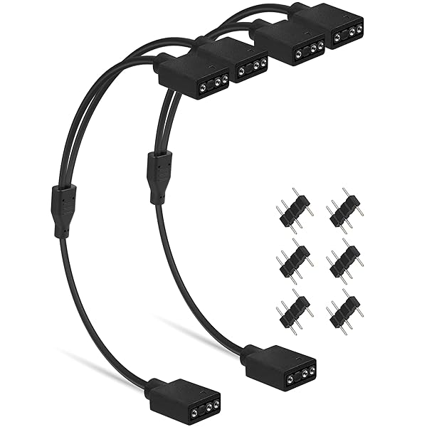 upHere ARGBファン用電源ケーブル 2分岐ケーブル アドレサブルLED用5V3ピンARGBヘッダーコネクタ RGBファンやLEDテープ増設用 2本【53ARGB2-2】