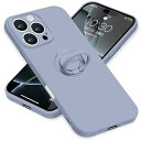 iPhone16 Pro ケース リング付き シリコン アイフォン16Pro スマホケース スタンド機能 カバー 耐衝撃 レンズ保護 360°回転 車載ホルダー ストラップホール付き 滑り止め 指紋防止 薄型 (グレー)