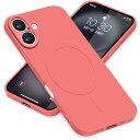 iPhone16 ケース MagSafe対応 シリコン アイフォン16 スマホケース カバー 耐衝撃 レンズ保護 マグネット搭載 車載ホルダー ワイヤレス充電対応 ストラップホール付き オシャレ 指紋防止 薄型 (レッド)