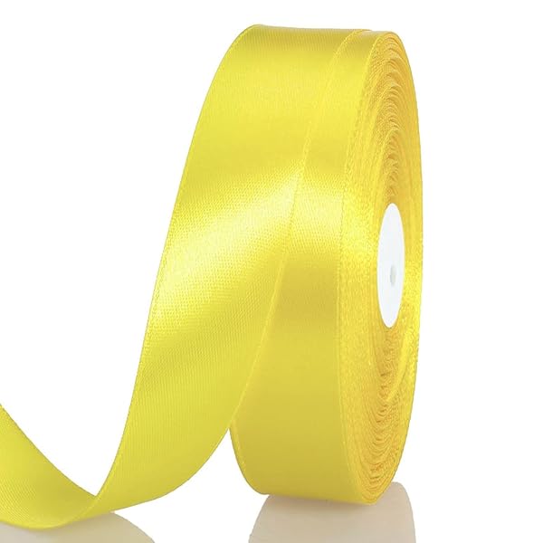サテンリボン 黄色 幅20 mm 縦長100ヤード 約91メートル 大容量 ギフトラッピング用リボン ちょう結び 包装 贈り物 プレゼント用リボン 長い お徳用...