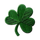アイルランド クローバー ダークグリーン ラッキー シャムロック アイルランド アップリケ 刺繍入りアイロン貼り付け/縫い付けワッペン