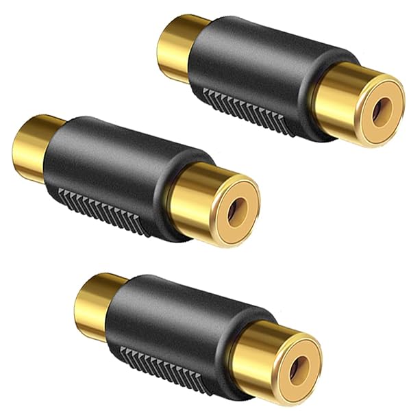 RCA メスメス 中継プラグ （3個セット） 金メッキ メスメスコネクタ 中継コネクタ RCA延長アダプタ 変..