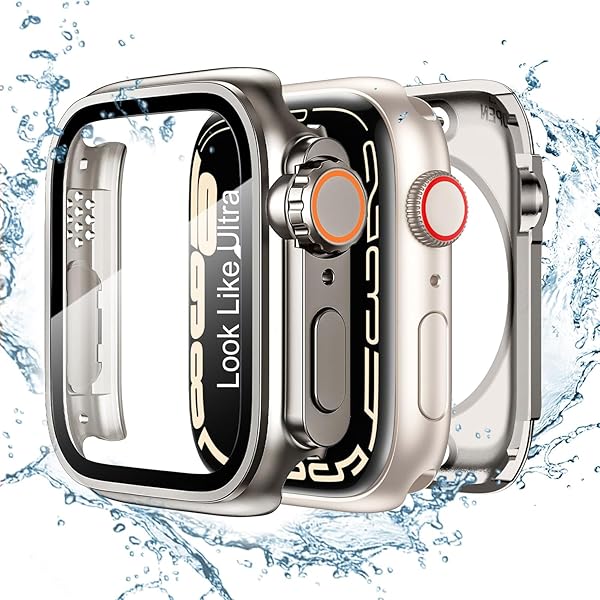 for Apple Watchケース 45mm/44mm/41mm/40mm 瞬時にApple Watch Ultraに変身する 防水 series 9/8/7/SE/6/5/4 液晶保護フィルム+保護ケース+背面ケースの3 in 1デザイン 一体型