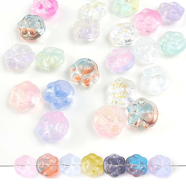 肉球ビーズ ガラスビーズ ビーズアクセサリーパーツ 100個 ビーズセット 混色 デコビーズ ネックレス ブレスレット ジュエリー作り 手芸材料 手作り素材 D...