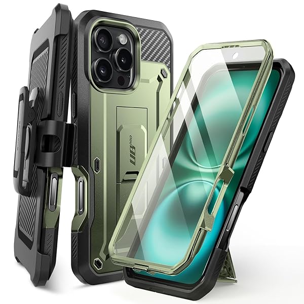iPhone 16 Pro Max ケース 6.9インチ 2024 全面保護 縦横両対応 耐衝撃性 米軍事規格取得 両面カバー 保護フィルム付き 腰かけクリップ付き 防塵 スタンド・リング機能 スポーツ UBProシリーズ