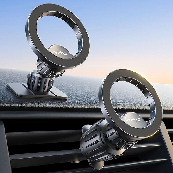 【2in1・360度回転ベース】 MagSafe 車載 スマホホルダー: iPhone 2in1 車 スマホスタンド マグネット 強力 マグセーフ エアコン吹き出し口 カー用品 すまほほるだー 粘着兼用 両面テープ 360度回転 磁気 曲面 iPho