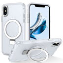 iPhone X/XS ケース MagSafe対応 アイフォン X/XS ケース マグネット搭載 スタンド機能 120°開閉可能 ホワイト 指紋防止 耐衝撃 一体型 薄型 TPUケース 車載ホルダー対応 ワイヤレス充電 全面保護