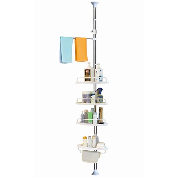 HRS 浴室収納 ラック コーナーラック お風呂 つっぱり段 高さ115~310cm 浴室 シャンプー ラック 浴室用..