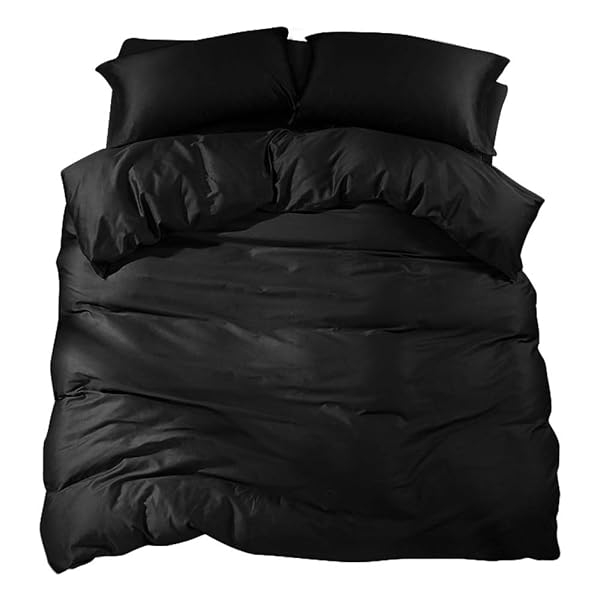 掛け布団カバー シングル 綿100％ サテン織り 300本高密度生地 掛けふとんカバー 掛布団カバー 選べる8色 洗える 防ダニ 抗菌 防臭 ホテル品質 滑らか 柔らかい 150×210cm 黒 ブラック