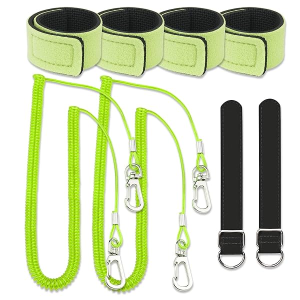 尻手ベルト ロッドベルト ロープ付き 釣り竿 スパイラルコード 290cm ワイヤー入り (GREEN)