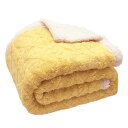 毛布 冬用 セミダブル 厚手150x205cm おしゃれ 二枚合わせ ブランケット 大判 北欧風ボア 軽量掛け毛布 抗菌防臭 防ダニ 静電抑制 (イエロー)